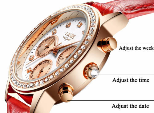 Lige 9812 - Ladies Lovely  Watch * 6 HANDS* Box,Book, & Papers ** White