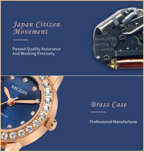 * Magnifisant*Megir Lady* Georgeos Rose Gold Steel Band  Luxury Watch*Box,book & Papers!FULL HOUSE !