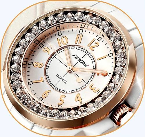 -***$59* --***LADIES **SWAROVSKI CRYSTAL ENCRUSTED ~SINOBI~GOLD/WHITE  QUARTZ Watch -