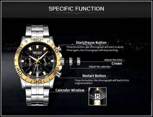 *** Megir (2087)  Brand** Top Watch* New Style  Big Luxury Men Quartz Watch CHRONOGRAPH * 6 HANDS *