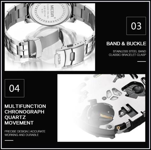 *** Megir (2087)  Brand** Top Watch* New Style  Big Luxury Men Quartz Watch CHRONOGRAPH * 6 HANDS *