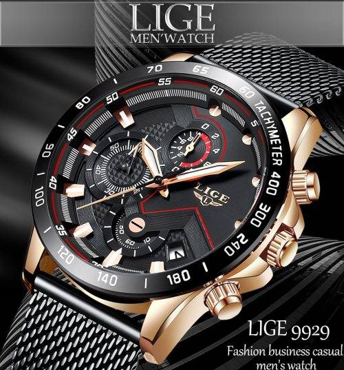 ** -SPORT* TOP BRAND  LIGE 9929-* Luxury FULL Steel *6 Hands* Chronograph Watch Men