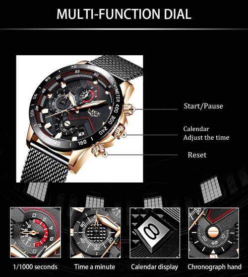 ** -SPORT* TOP BRAND  LIGE 9929-* Luxury FULL Steel *6 Hands* Chronograph Watch Men