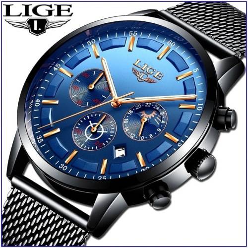 ** CLASSIC -  Relogio Masculion LIGE 9877-*Top Luxury All Steel *6 Hands* Chronograph Watch Men