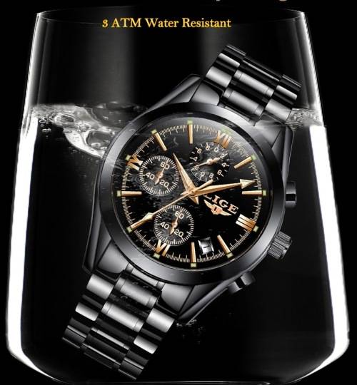 ** CLASSIC -  Relogio Masculion LIGE 9839 Top Luxury All Steel *6 Hands* Chronograph Watch Men