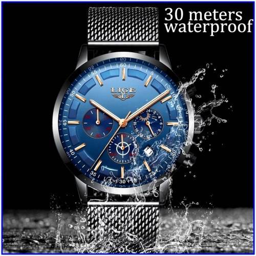 ** CLASSIC -  Relogio Masculion LIGE 9877-*Top Luxury All Steel *6 Hands* Chronograph Watch Men