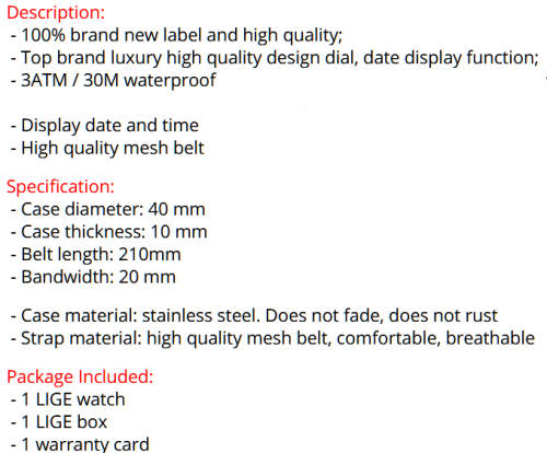 ** LIGE 9938-*COLOR BURST! Vision Sensation with Quality!*Trendy,Stylish and Modern**FREE SHIPPING!