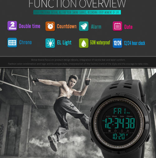 **SKMEI SPORT 1251~ Multifunction Black Sport watch with Brand Box ~FREE SHIPPING~