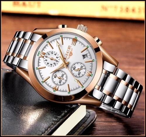 ** CLASSIC -  Relogio Masculion LIGE 9839 Top Luxury All Steel *6 Hands* Chronograph Watch Men