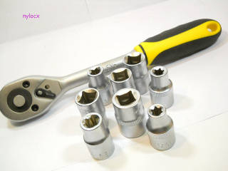 ****8 PC EXPERT TORX "E" SOCKET SET **+**1/2" DRIVE STANLEY RATCHET