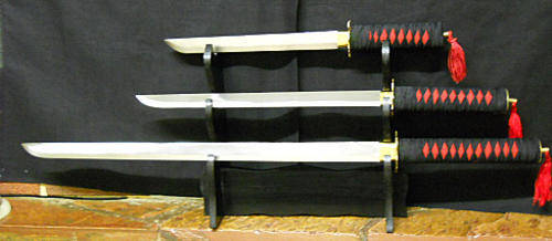 ****SET of 3 NINJA DISPLAY SWORDS on DISPLAY STAND****