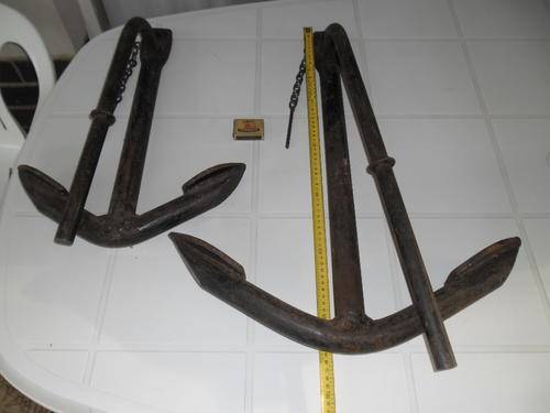 two steel anchors one medium 9kg x 500mm high one large 13kg x 650mm high sell them as a pair