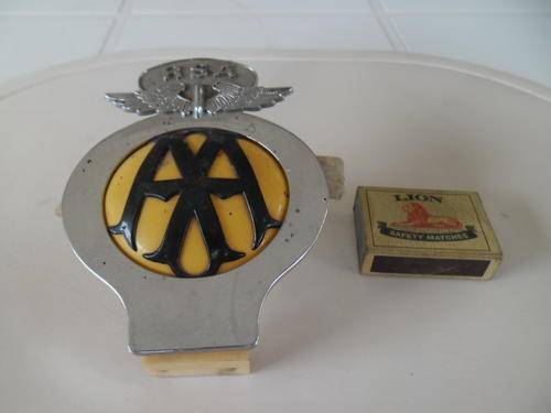 vintage AA plastic RSA car bumper badge complete with brackets