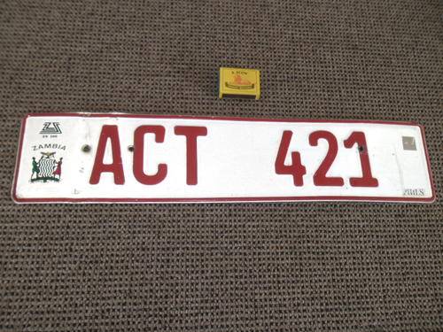 Zambia vintage aluminum raised letters well used car no plate