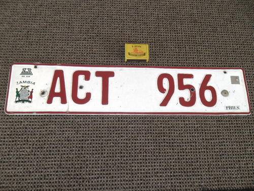 Zambia vintage aluminum raised letters well used car no plate