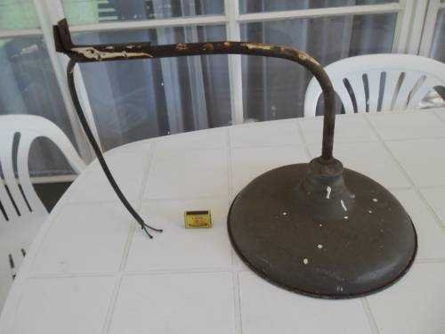 rare old large enamel shade light with fitting and pipe size of shade is 380mm wide