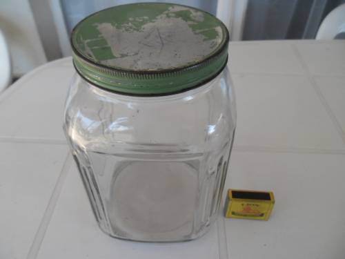 Old large sweets display bottle with lid size is 225mm high see chip inside the lid