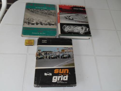 Very rare grand prix 1950¿s to 1960¿s hard cover with dust jackets books weighs 4kg postage R70