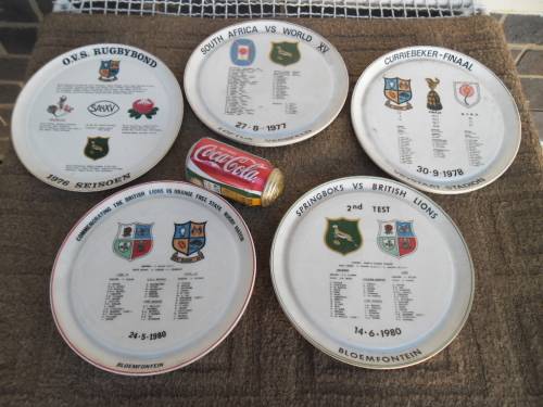 rare old wall hanging 5 Rugby plates highly collectable add Postnet to Postnet postage R140
