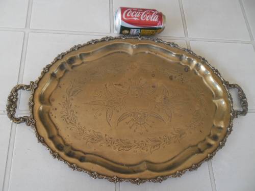Large ovel 560mm wide brass tray add to your order R120 for Postnet postage