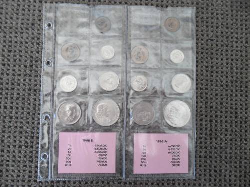2 - 1968A and 1968E South Africa coin sets