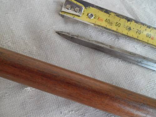 Very rare sword wood walking stick 920mm lg with brass fittings with sword 455mm lg inside