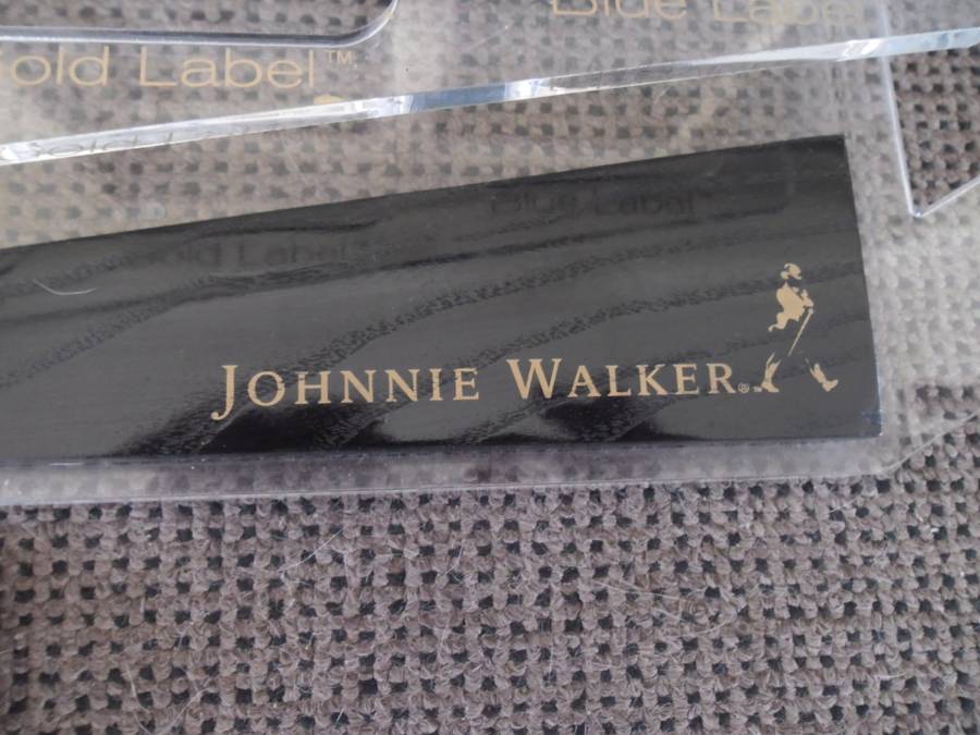 Red Black Green Gold Blue Johnnie Walker advertising tray 585mm long read below