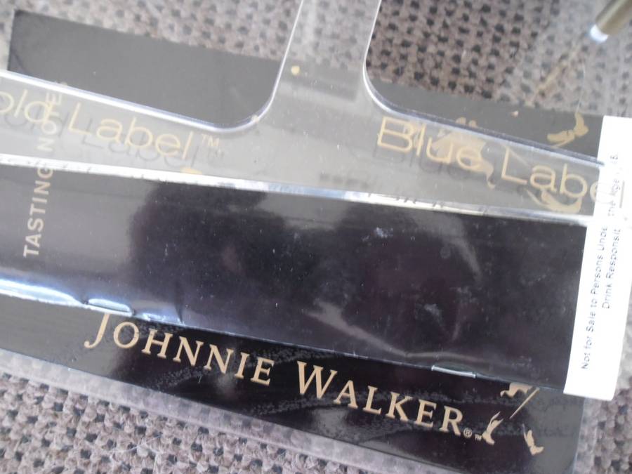 Red Black Green Gold Blue Johnnie Walker advertising tray 585mm long read below