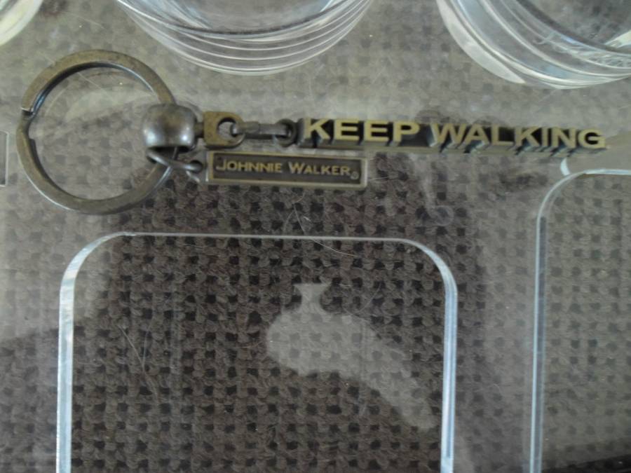 Red Black Green Gold Blue Johnnie Walker advertising tray 585mm long read below