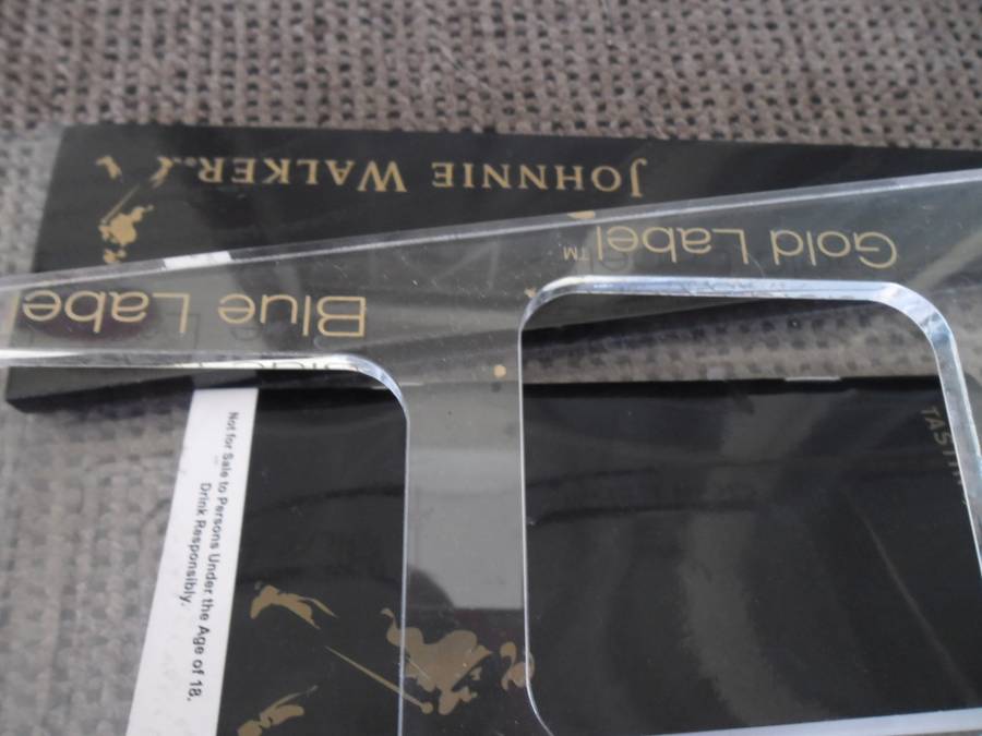 Red Black Green Gold Blue Johnnie Walker advertising tray 585mm long read below