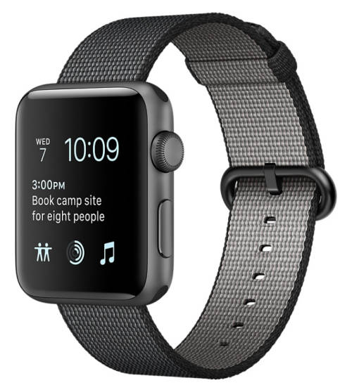 APPLE WATCH SERIES 2 42mm SPACE GRAY ALUMINUM CASE BLACK WOVEN NYLON BAND | INSTOCK