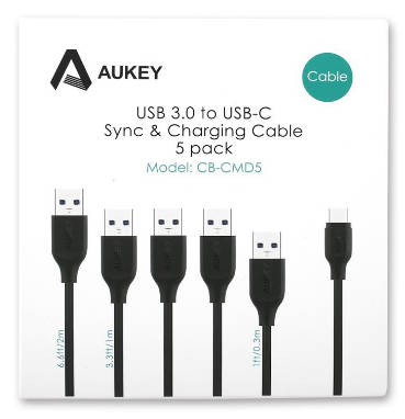USB-C TO USB 3.0 TYPE A BLACK 5PK AUKEY | INSTOCK