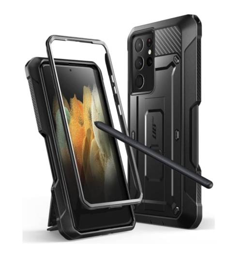 SAMSUNG GALAXY S21 ULTRA FULL BODY RUGGED PROTECTIVE CASE WITH S-PEN SLOT BLACK SUPCASE | INSTOCK