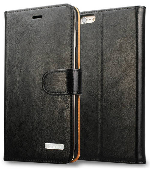 iPhone 6 Plus Premium Genuine Natural Leather Wallet Case | Vintage Black | INSTOCK