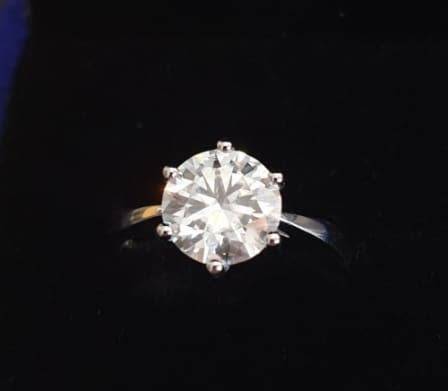 Stunning Certified 3.00ct Moissanite Solitaire Engagement ring 18K White Gold over .925 Size N (7) S