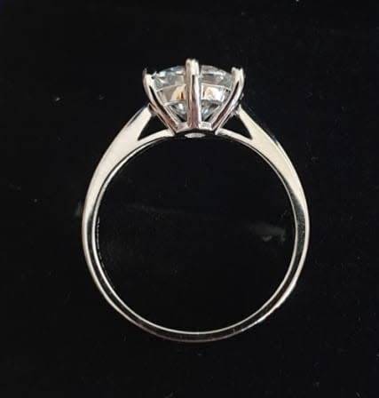 Stunning Certified 3.00ct Moissanite Solitaire Engagement ring 18K White Gold over .925 Size N