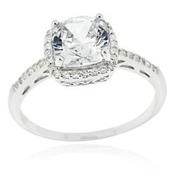 Sterling Silver Square-cut Cubic Zirconia Engagement-style Ring - Size 9