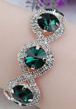 High Quality Bracelet Wrapped Crystal Gemstone Hand Chainennis Bracelet New - Green