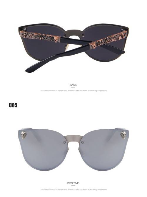 MERRY'S Fashion Women Gothic Eyewear Skull Frame Metal Temple Oculos de sol UV400