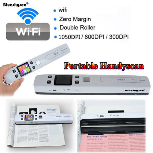 Iscan02 Wireless WIFI Portable Scanner A4 Size JPEGPDF High Speed Document Scanner 1050DPI Handheld