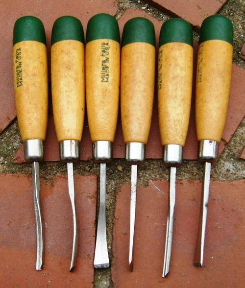 Set of 6 vintage Miller Falls wood carving chisels No 106c