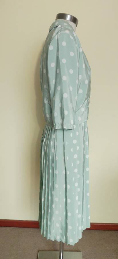 Vintage Polka dot 2 piece jacket and pleated skirt by Debenhams