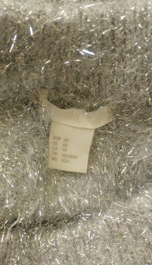 Silver tinsel crop top by H&M - Size S