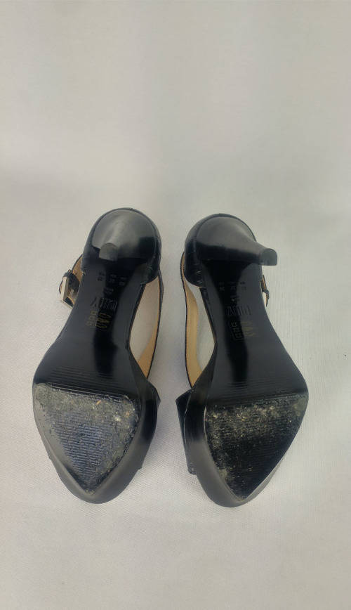 DILLY Black Leather Platform Heels - Size 6