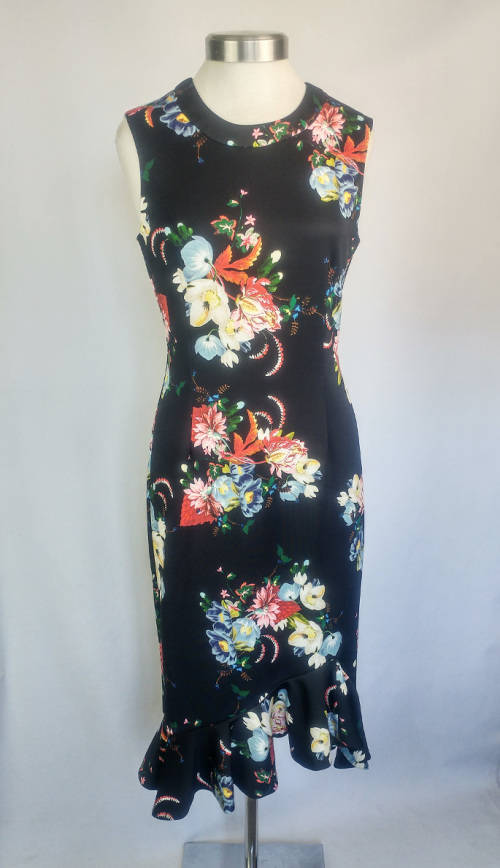 ERDEM Louisa Black Floral Dress - Size 12
