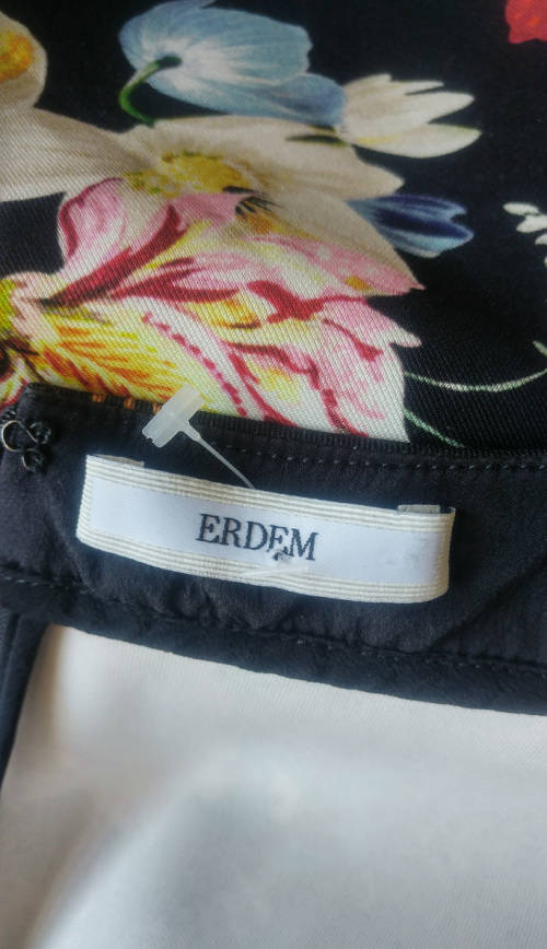 ERDEM Louisa Black Floral Dress - Size 12
