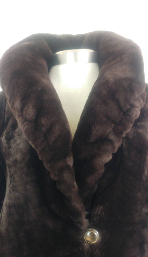 Vintage Italian Faux Fur Coat in Chocolate Brown - Size XXL