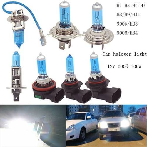 2pcs H1 H3 H4 H7 H8 H11 HB3 9005 HB4 9006 100W 6000K Super Bright White car light halogen lamp bulb