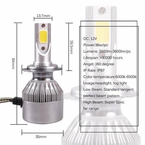 H1 H3 H4 H7 H8/9/11 H13 9004 9005 9006 9007 9012 880 881 COB 600000LM 6500K Car Auto Bulb Lamp 2 PCS