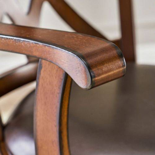 Brown Traditional Leather 30.5 Inch Swivel Barstool with Arms, Chocolate Brown